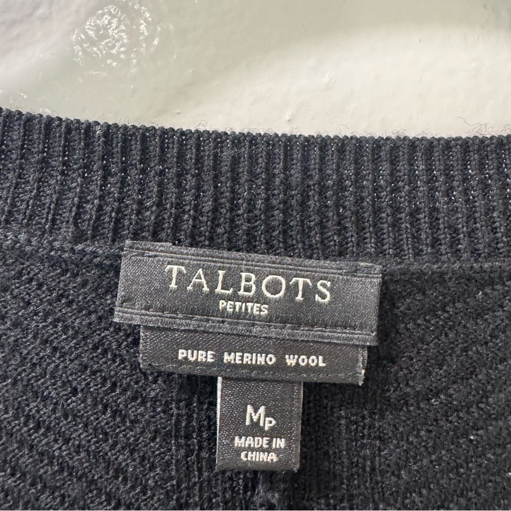 Talbots Charcoal Merino Wool Knit Size Mp - Picture 2 of 6